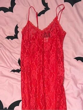 Red Lace Slip Dress with Adjustable Straps